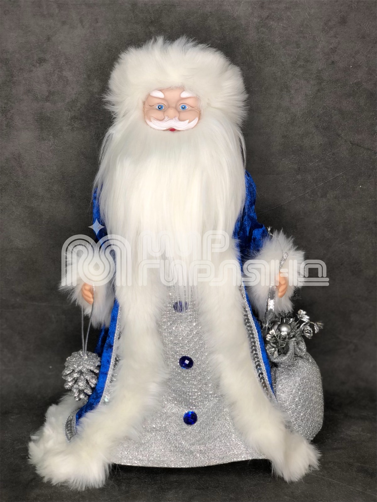 Фигура муз "Дед Мороз",40см син. шубка(18)