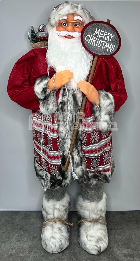 Фигура "Дед Мороз"красно-серый костюм,96см(1)