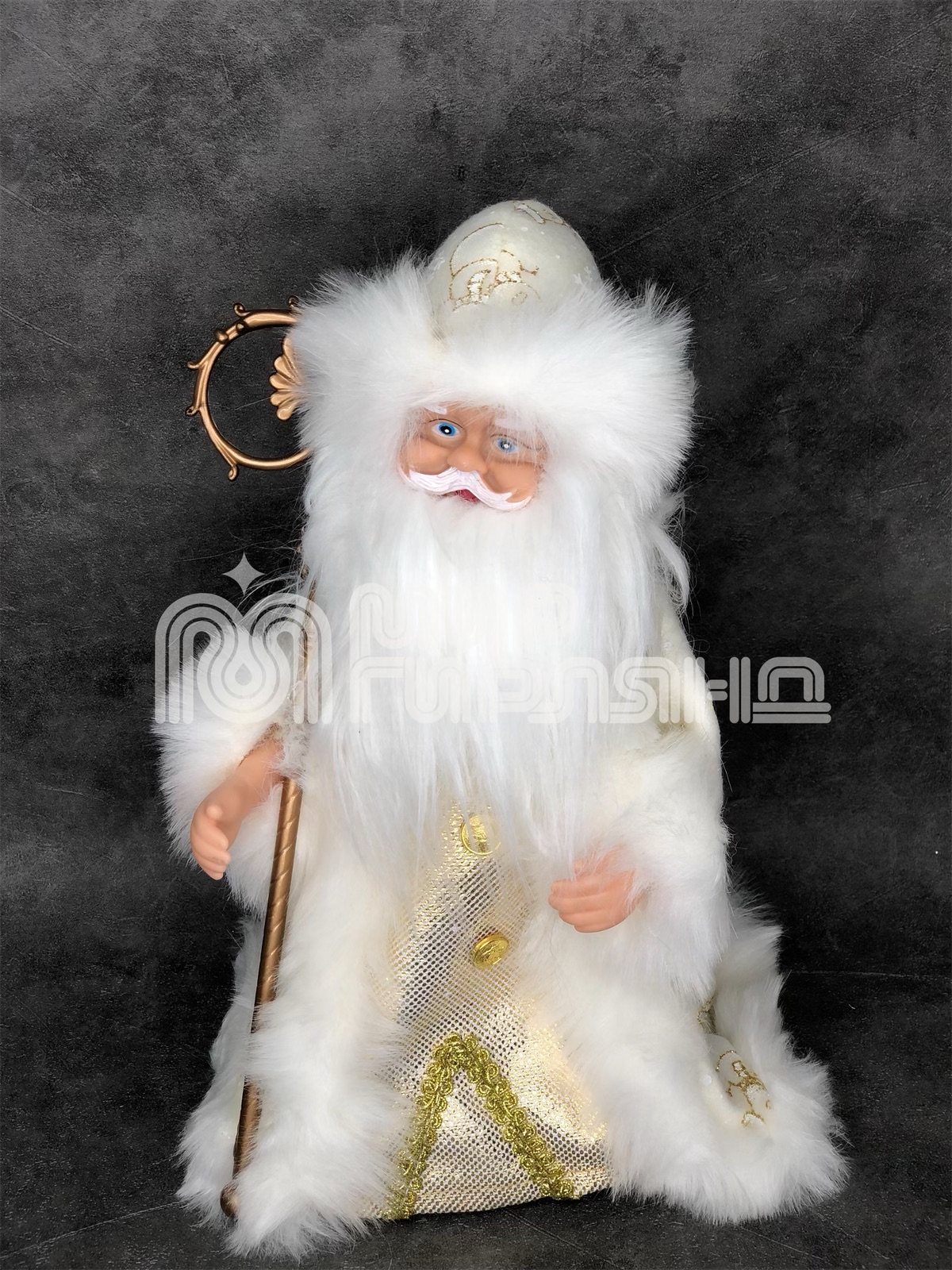Фигура наст. муз "Дед Мороз",30см молоч. шубка(36)