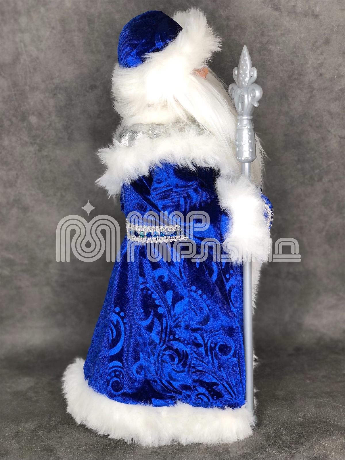 Фигура муз. "Дед Мороз",45см син. шубка(12)